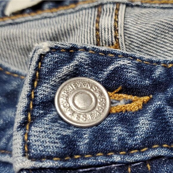 VINTAGE 1990s GAP Boot Cut Capri Jeans Mid Rise Mid Wash Cropped USA Made 6 Reg - Picture 7 of 11